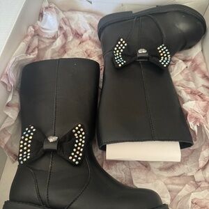 Black Girls' Rhinestone Bow Mid-Calf Boot Jessica Simpson